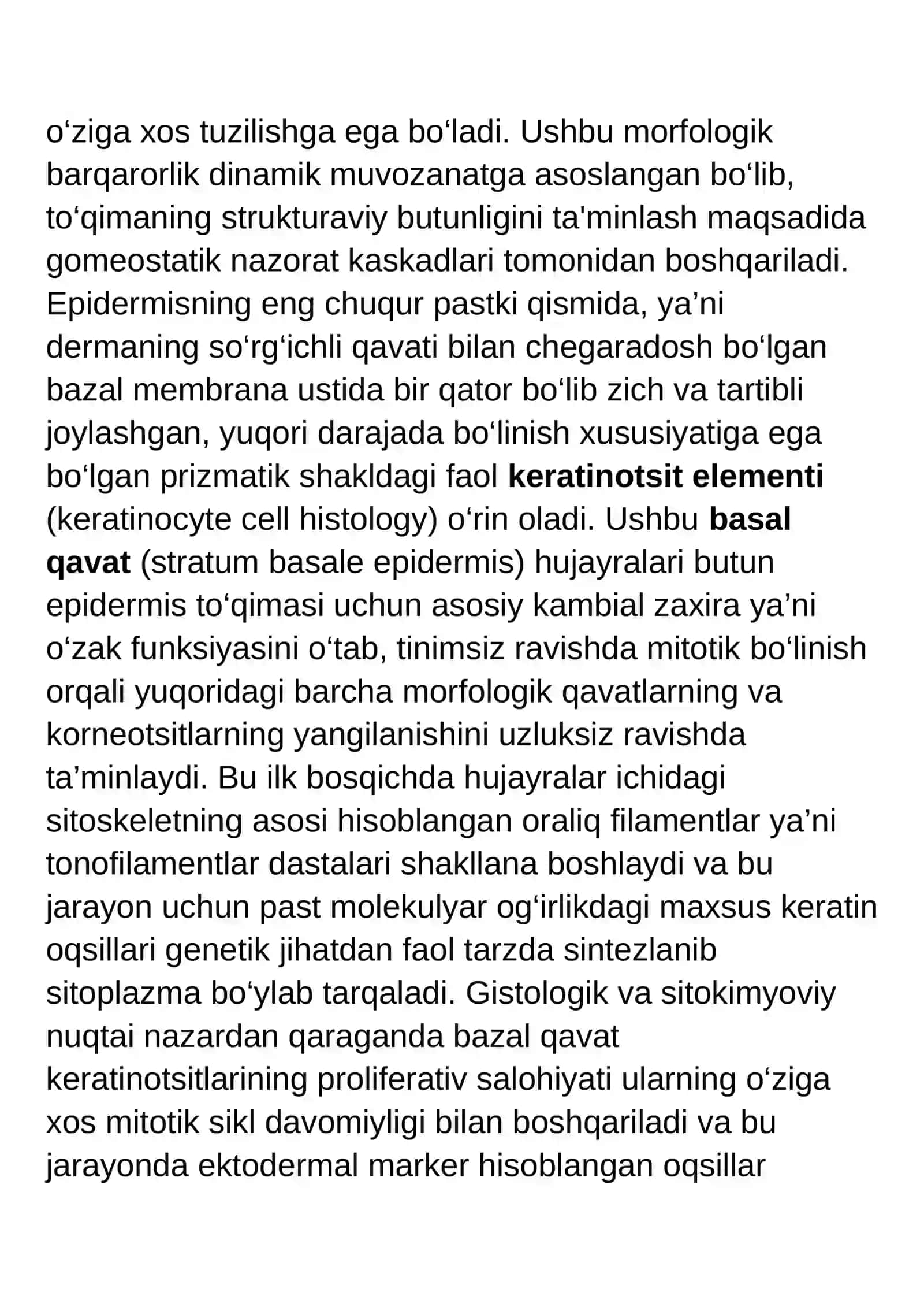 ]«Keratinizatsiya jarayonlari haqida zamonaviy tasavvurlar». 2