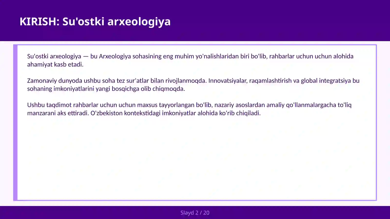 SU'OSTKI ARXEOLOGIYA 2
