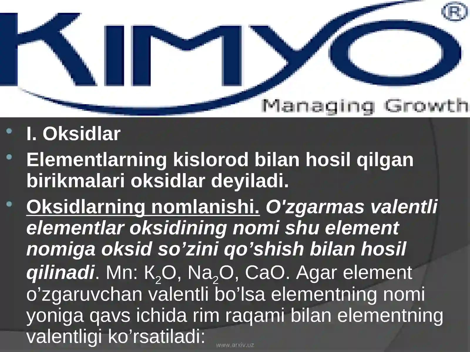 Anorganik birikmalarning asosiy sinflari 2