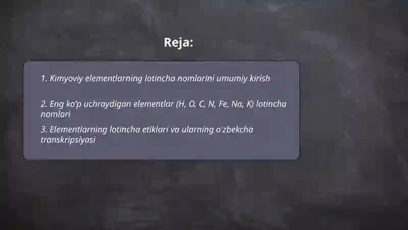 6-tipik gurux kimyoviy nomenklatura kimyoviy elementlar kislota va oksidlarning lotincha nomalari 2