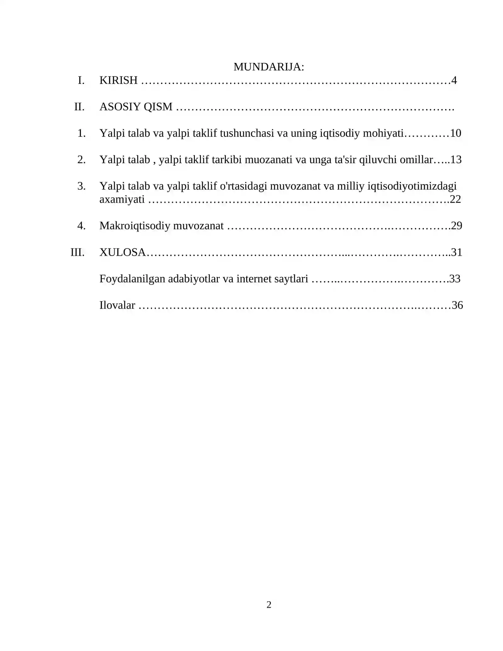 YALPI TALAB VA YALPI TAKLIF NISBATLARI 2