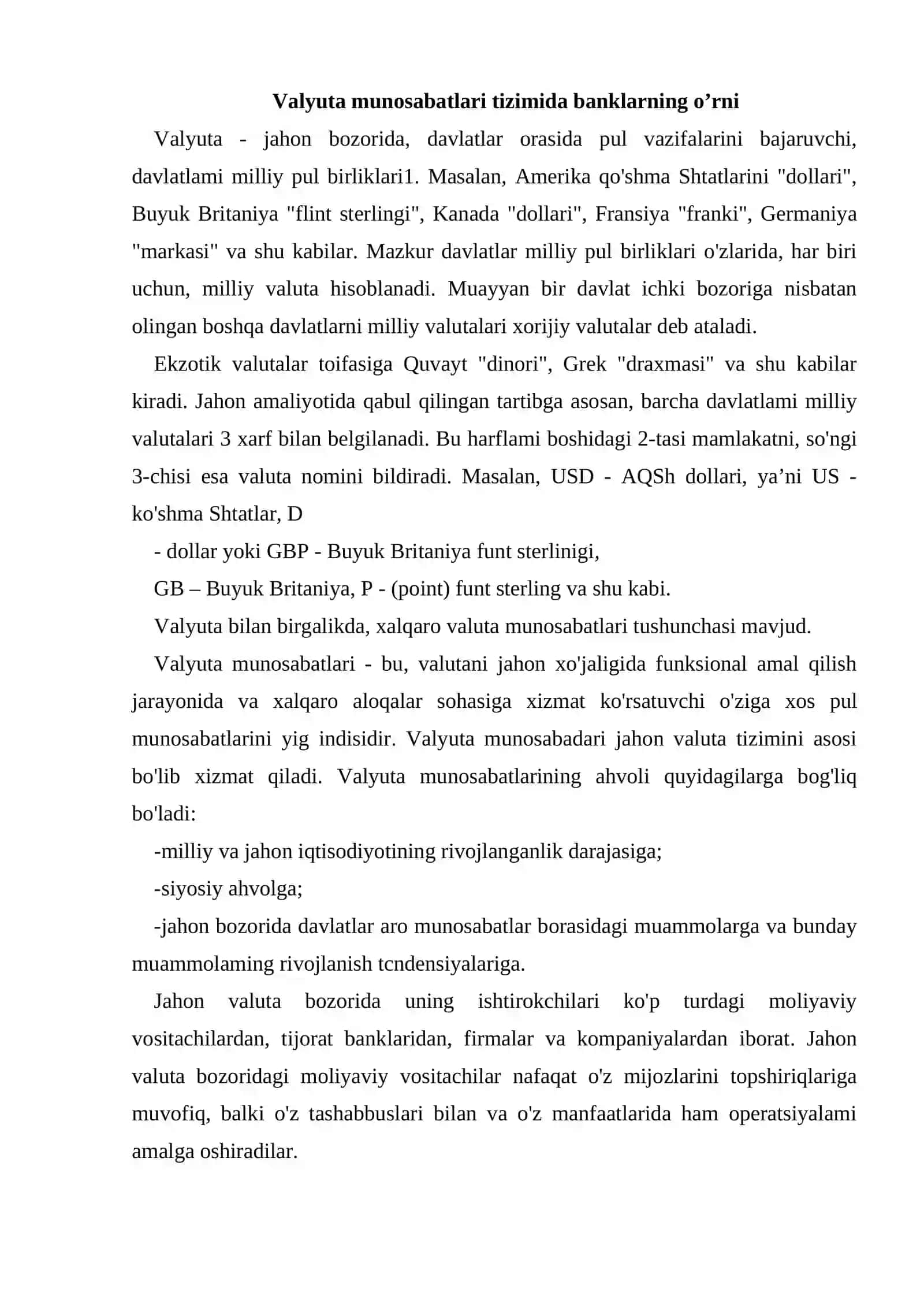 Xalqaro valyuta va hisob kredit operatsiyalari 2