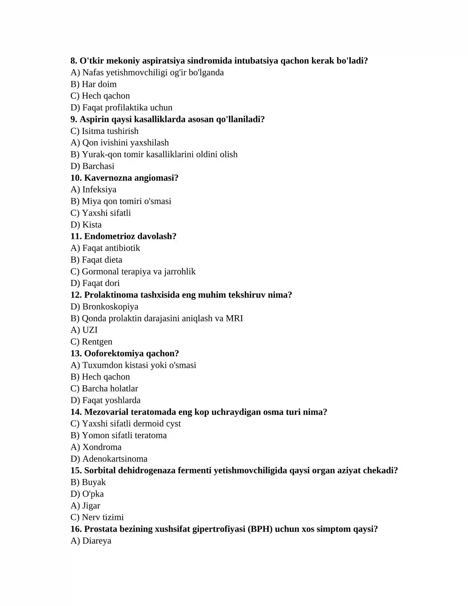 Akusherlik savollari 2