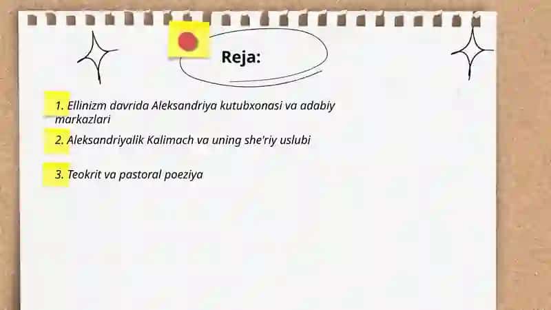Ellinizm va Rim hukmronligi davri yunon adabiyoti 2
