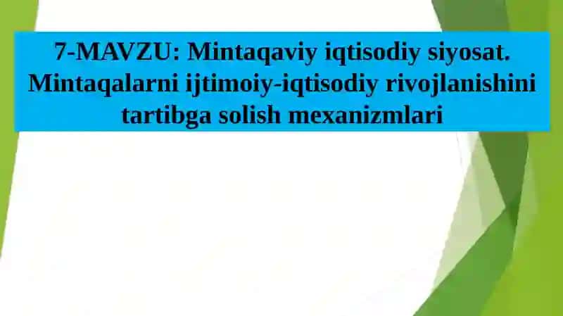 Mintaqaviy iqtisodiyot va serivs universiteti 2