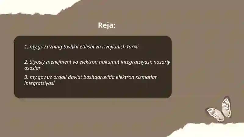 Siyosiy menejment va elektron hukumat integratsiyasi my.gov.uz tajribasi 2