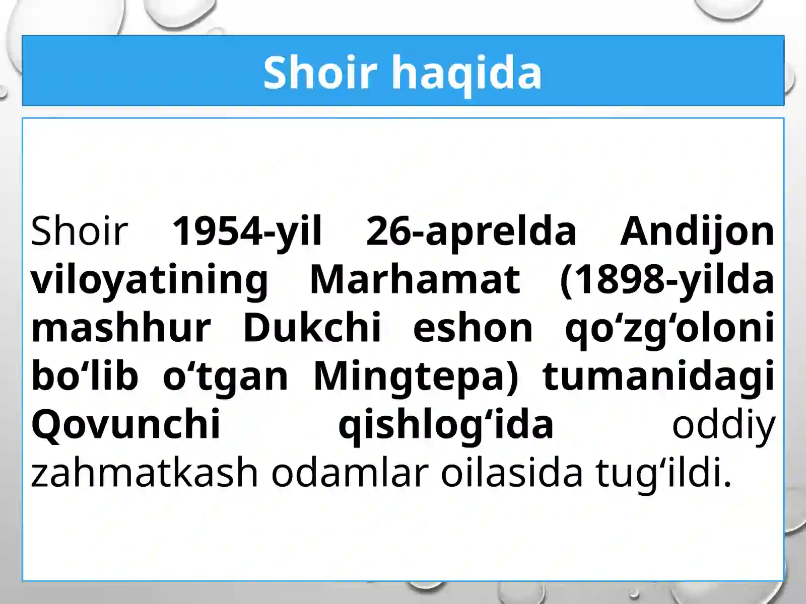 Muhammad Yusuf hayoti va ijodi. She’rlari 2