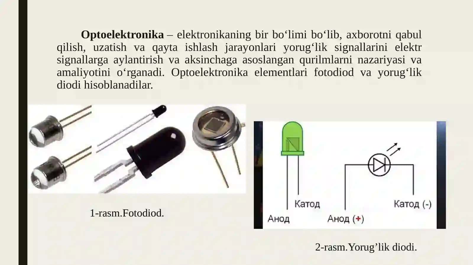 Optoelektron elementlar va optronlar. 2