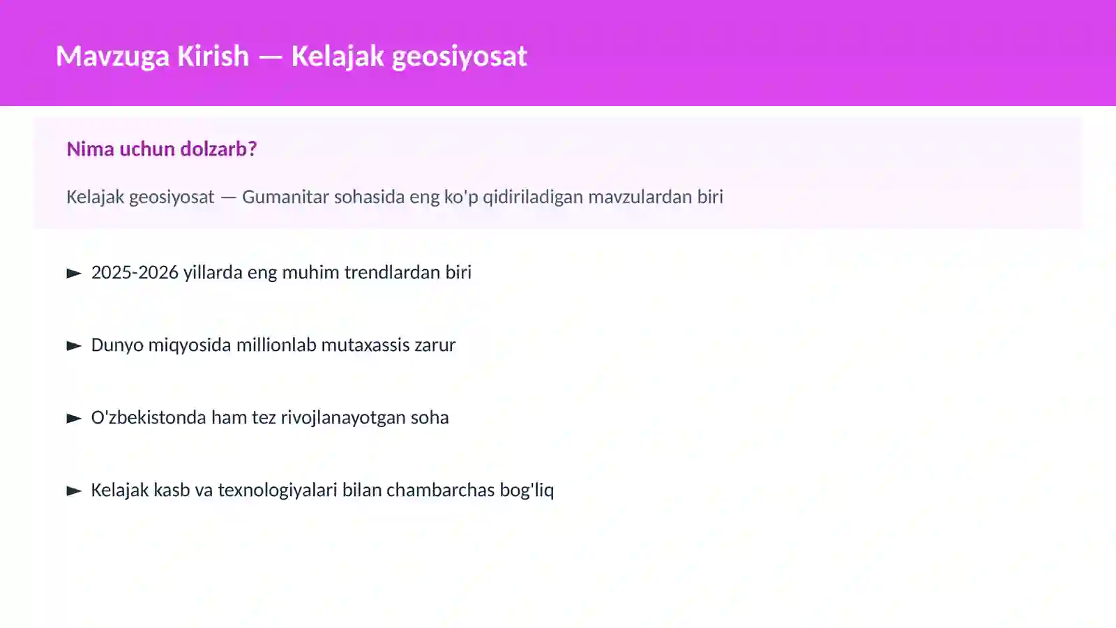 Kelajak geosiyosat 2