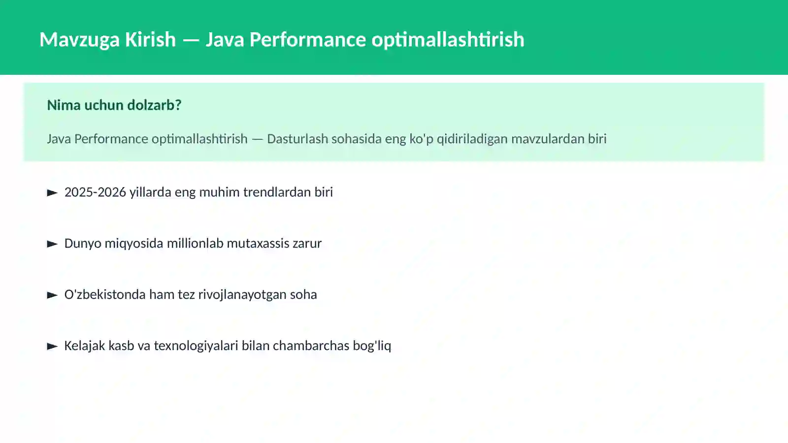 Java Performance optimallashtirish 2