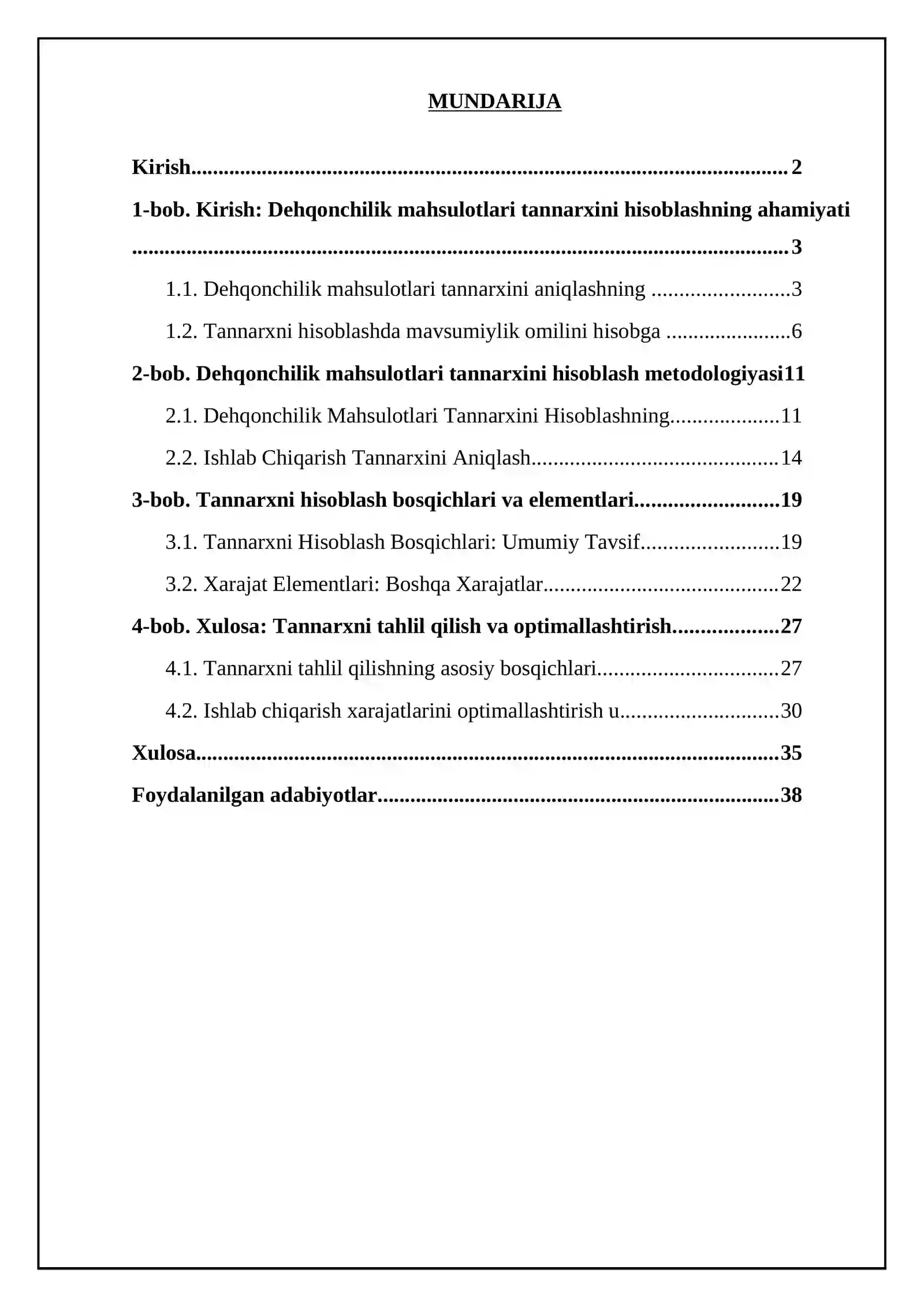 Dehqonchilik mahsulotlari tannarxini hisoblash tartibi 2