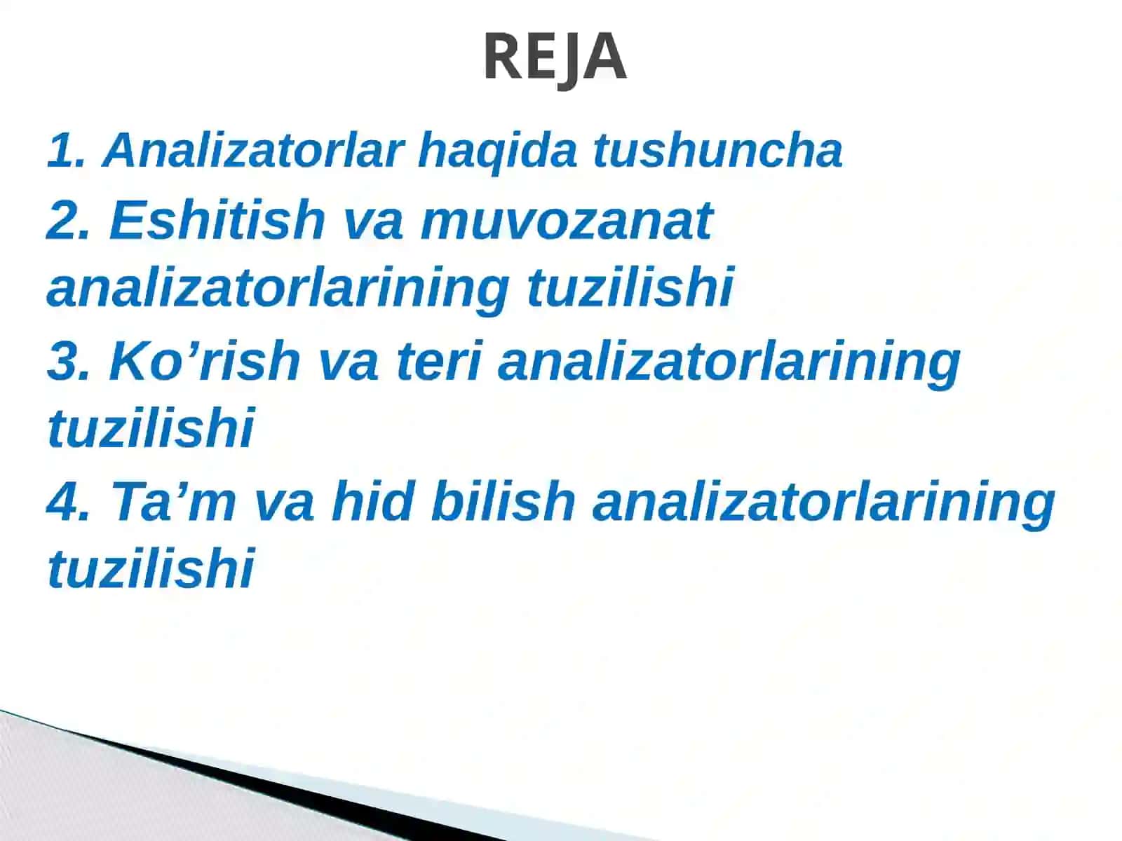 Analizatorlarning tuzilishi, funksiyalari va yoshga xos xususiyatlari 2