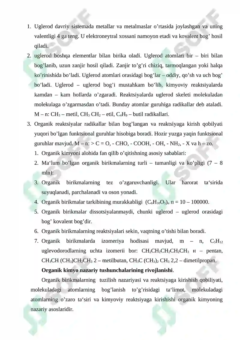 Organik kimyo fani 2