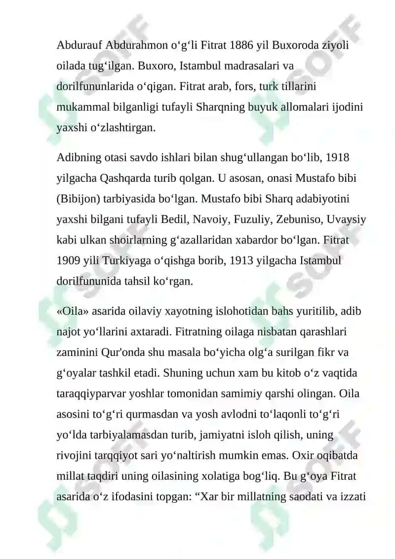 A.Fitratning “OILA ASARI”da oila qurish tartiblari va farzand tarbiyasi 2
