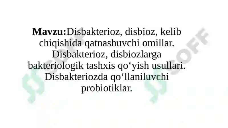 Disbakterioz, disbioz, kelib chiqishida qatnashuvchi omillar. Disbakterioz, disbiozlarga bakteriolog 2