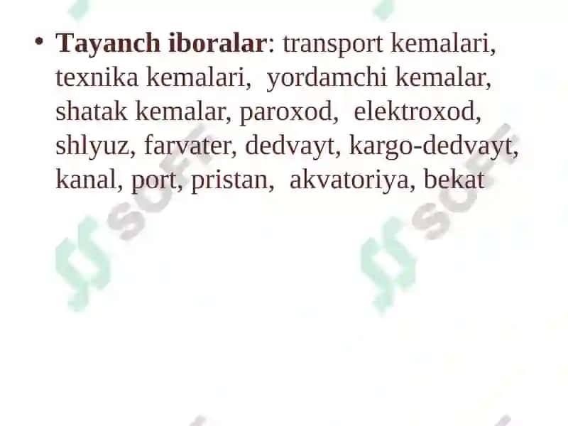 DАRYO TRАNSPORTINING TEXNIK-IQTISODIY TАVSIFI VА RIVOJLАNISHMUАMMOLАRI 2