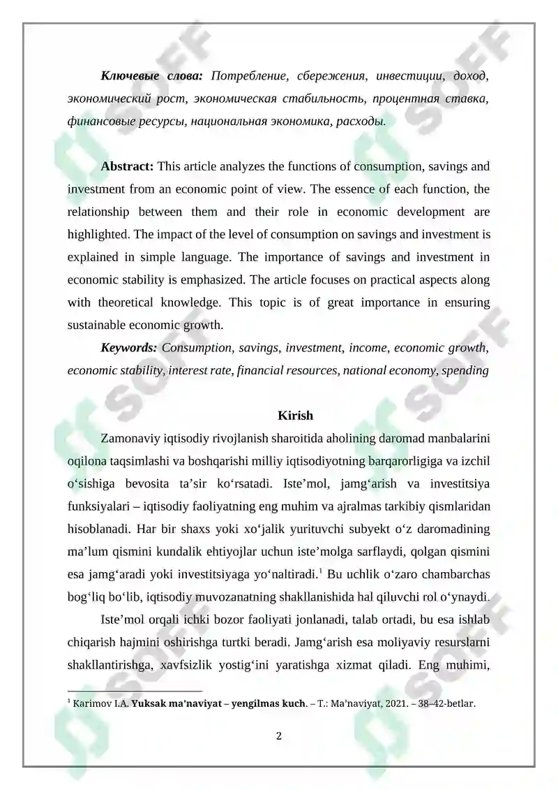 ISTE’MOL, JAMG‘ARISH VA INVESTITSIYA FUNKSIYALARI 2