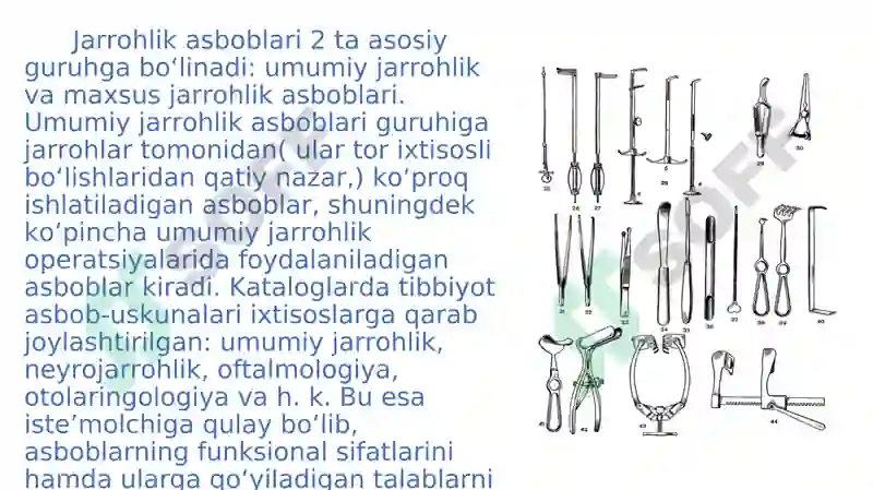 Umumiy jarrohlik asboblari. 2