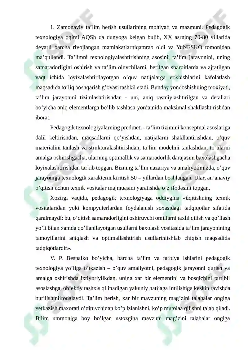 Pedagogik texnologiyalar 2
