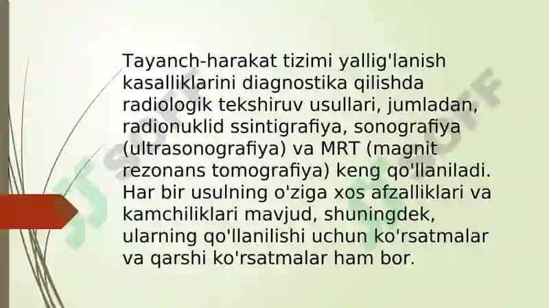 Tayanch - harakat tizimi yalligʻlanish kasalliklarida radiologik tekshiruv 2