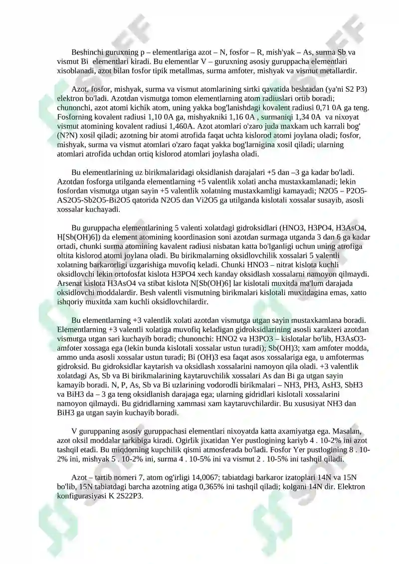 Beshinchi guruxning p – elementlari 2