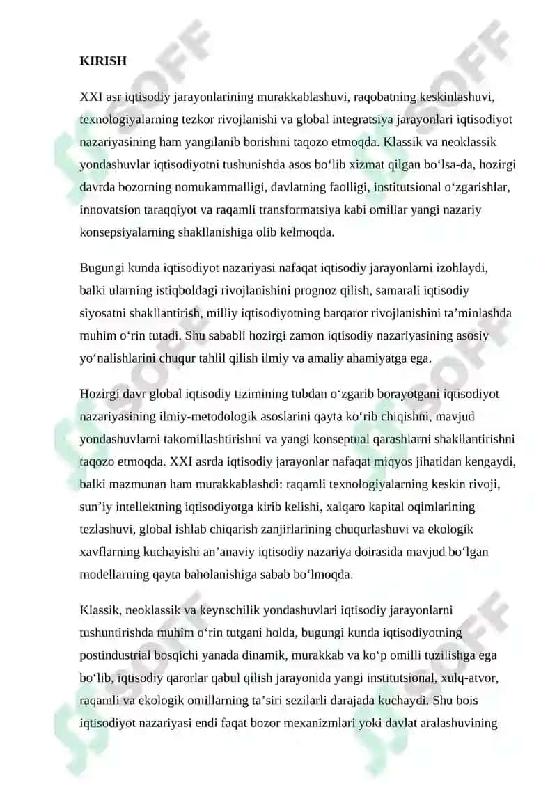 Hozirgi zamon iqtisodiyot nazariyasi rivojlanishining asosiy yo‘nalishlari 2