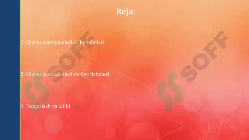 Xorijiy mamlakatlar moliya va soliq tizimi bo`yicha 2