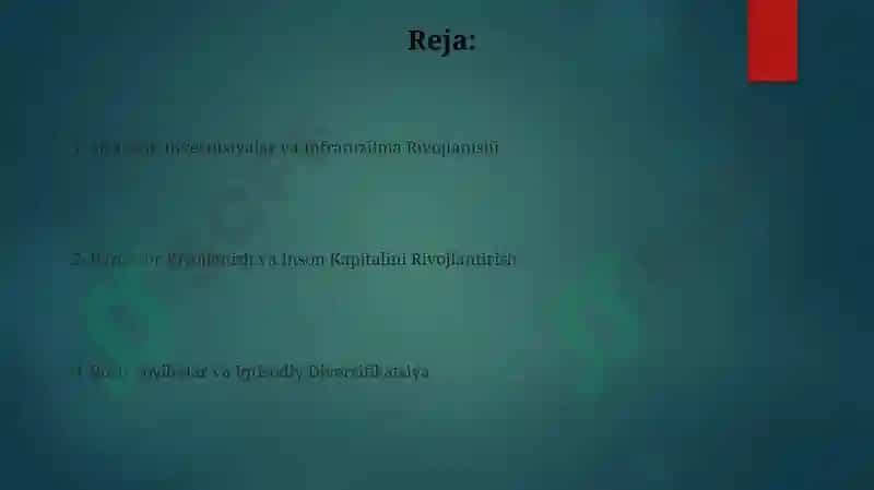 Strategik Investitsiyalar va Infratuzilma Rivojlanishi 2