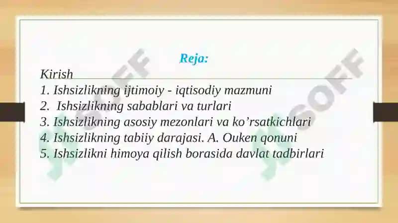 Ishsizlikning kelib chiqish sabablar va namoyon bolish shakllari 2