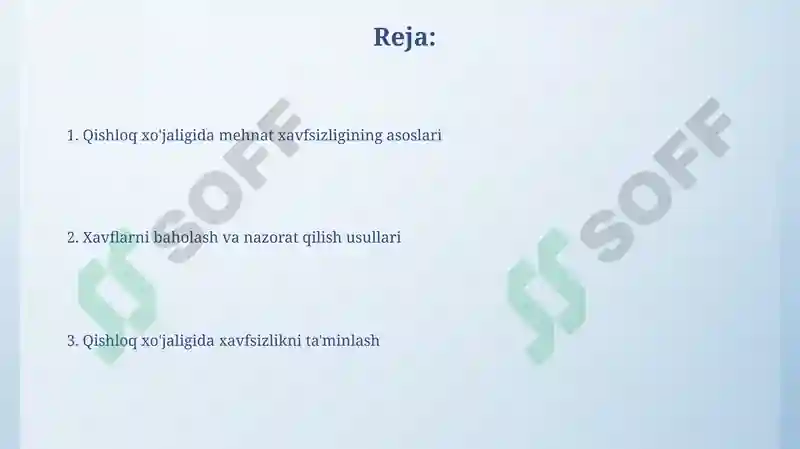 Qishloq xoʻjaligida mehnat muhofazasi 2