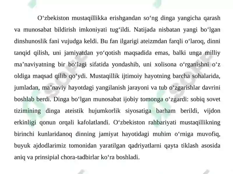 Dinshunoslik fanining predmeti, maqsadi va vazifalari 2