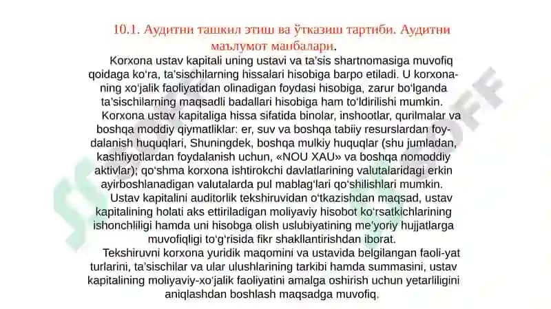 Korxona ustav va kapitalining auditini tashkil etish va o'tkazish tartibi 2