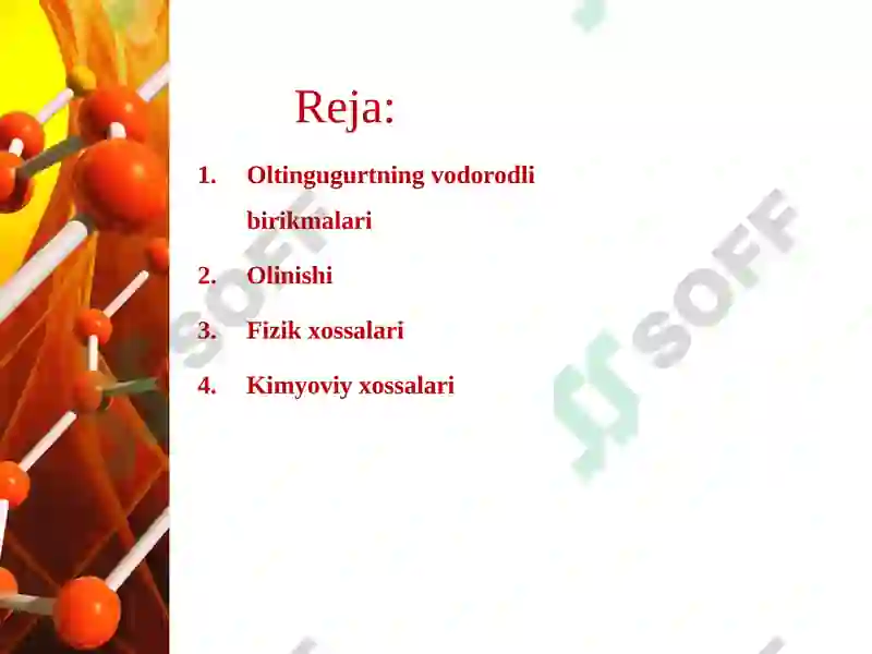 Oltingugurtning vodorodli birikmalari 2