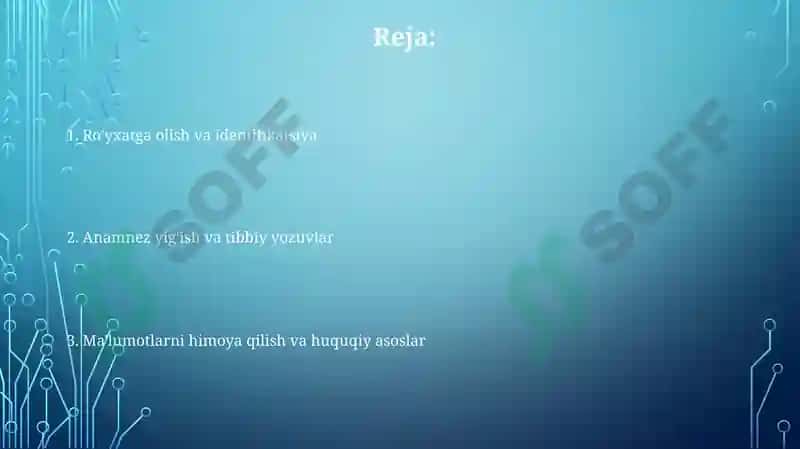 Ro‘yxatga olish va anamnez ma’lumotlarini to‘plash 2