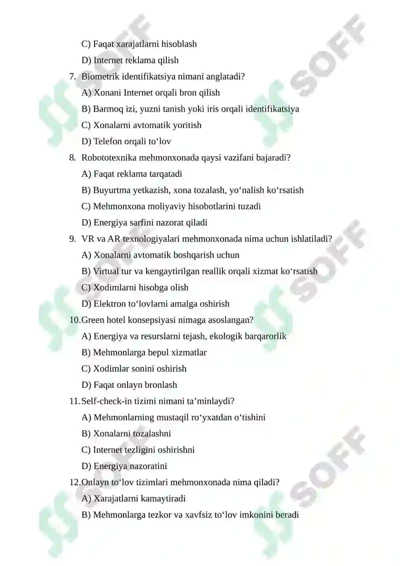 Innovatsion Mehmonxona Xizmatlari 2