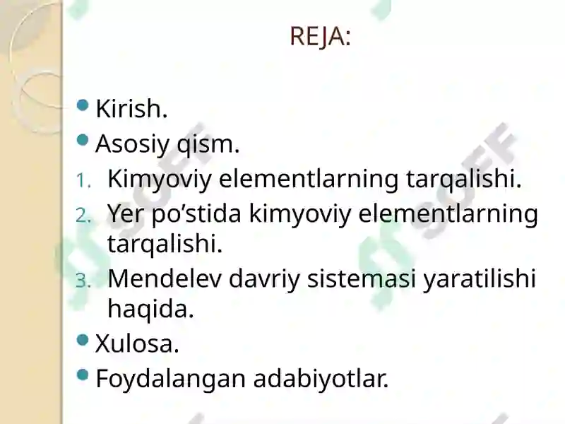 Kimyoviy elementlarning tarqalishi 2
