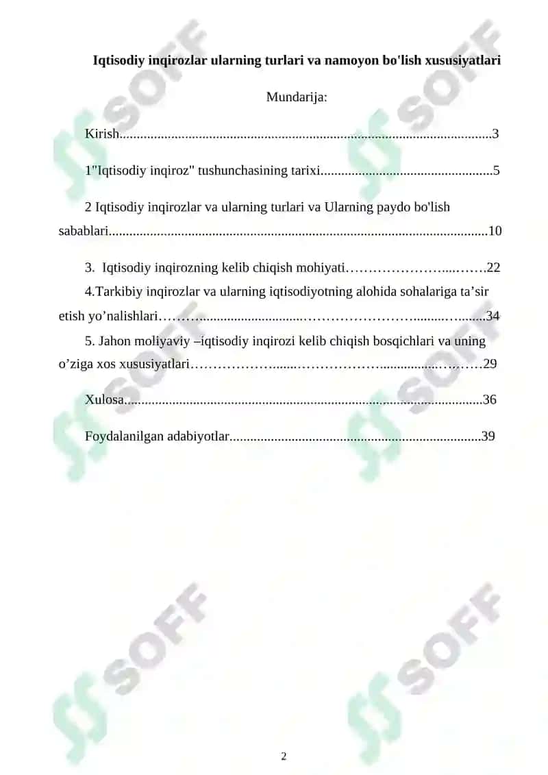 Iqtisodiy inqirozlar ularning turlari va namoyon bo'lish xususiyatlari 2