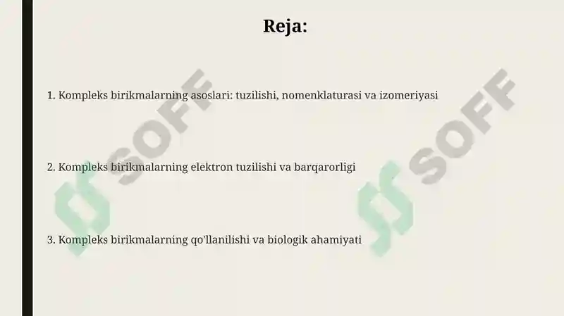 Kompleks birikmalarning kimyosini olinishi 2