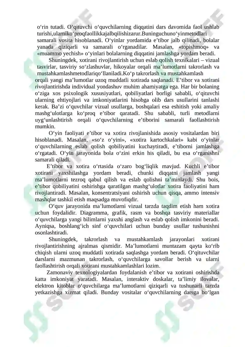 Boshlang‘ich sinfda e’tibor va xotirani rivojlantirish metodlari 2
