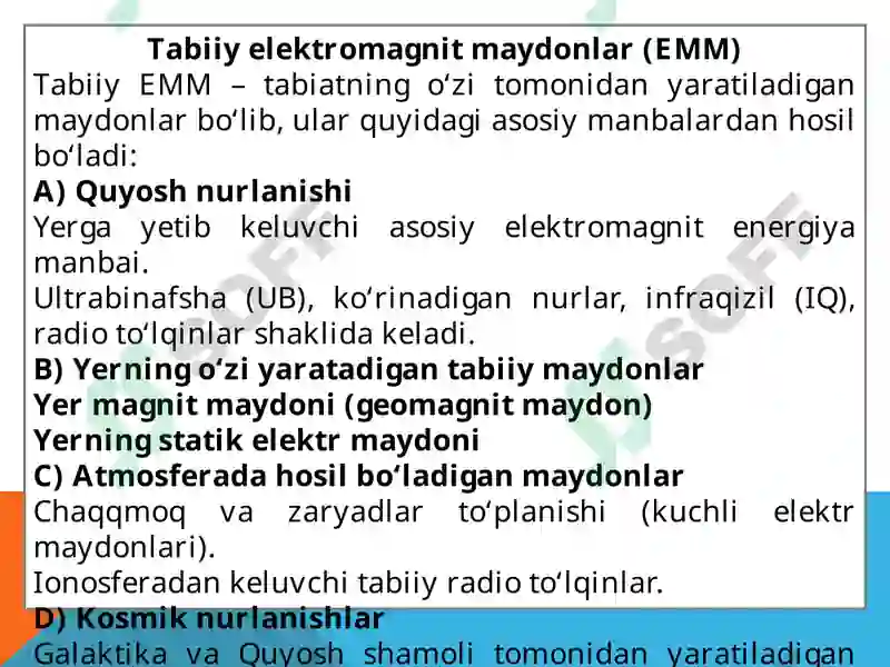 Tabiiy elektromagnit maydonlar (EMM) 2