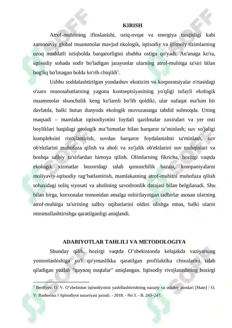 Ekologiya va iqtisodiyotning o'zaro ta'siri muammolari 2