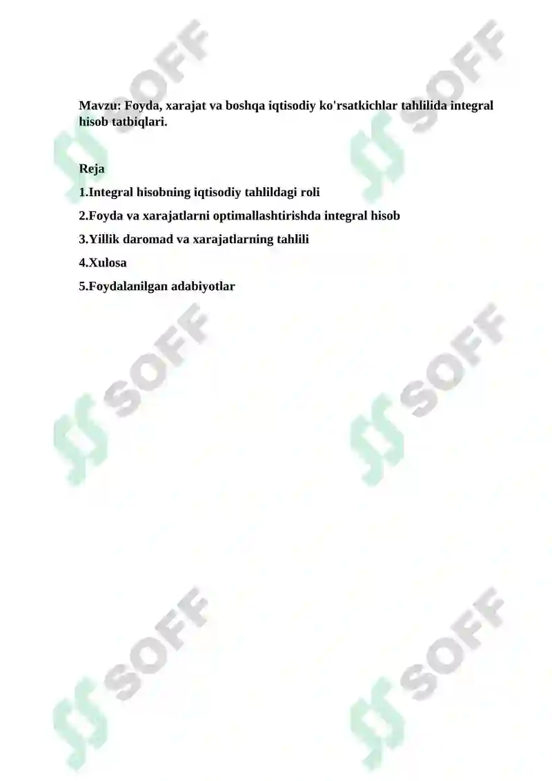 Integral hisob tatbiqlari 2