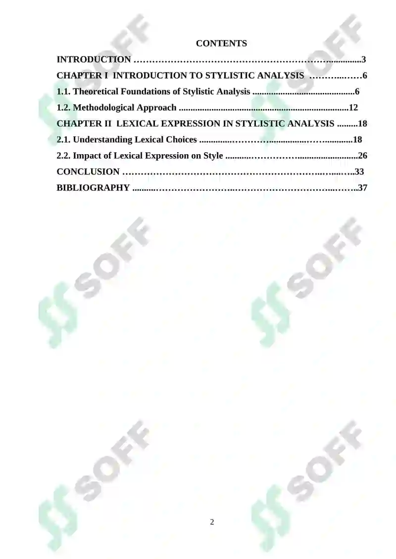 A STYLISTIC ANALYSIS WITH A FOCUS ON LEXICAL EXPRESSION 2