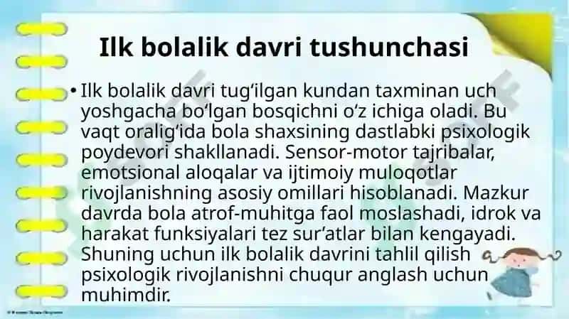 Ilk bolalik davrida shaxslarni rivojlanishga oid nazariy tahlillar 2