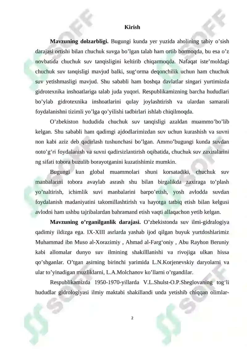 O’ZBEKISTON HUDUDIDAGI GIDROTEXNIK INSHOOTLARINING GEOGRAFIK JOYLASHUVI VA AHAMIYATI 2