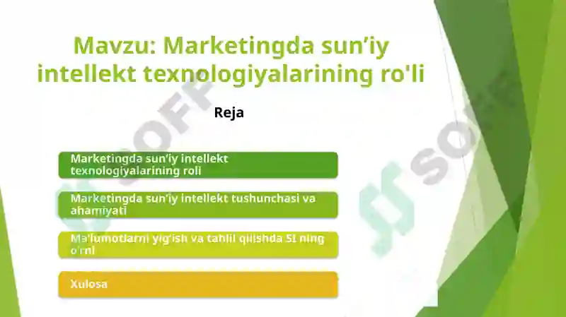 Taqdimot Mavzu: Marketingda sun’iy intellekt texnologiyalarining ro'li 2