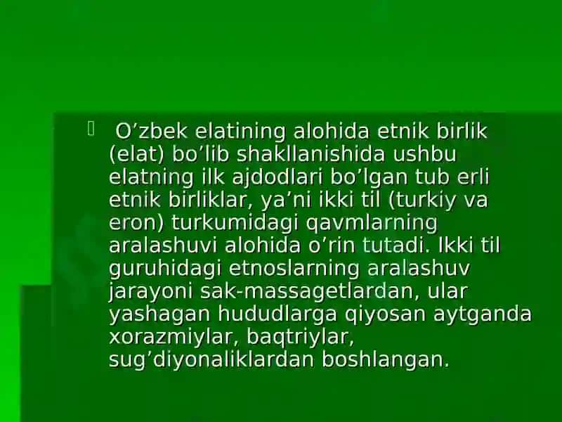 O'zbek xalqining shakillanishi qaysi asrlarda yuz berdi? Bu masalada fanda qanday nuqtai nazarlar mavjud 2