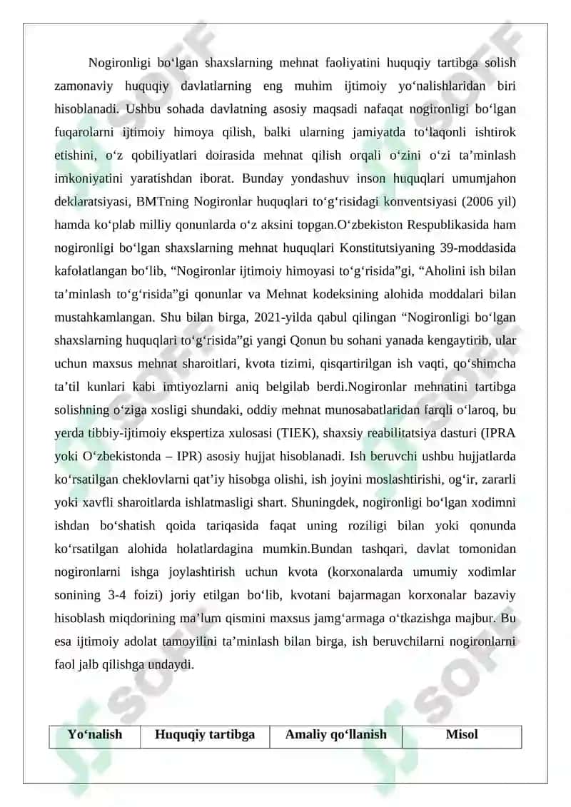 Nogironligi bo‘lgan shaxslarning mehnatini huquqiy jihatdan tartibga solishning o‘ziga xos xususiyatlari 2