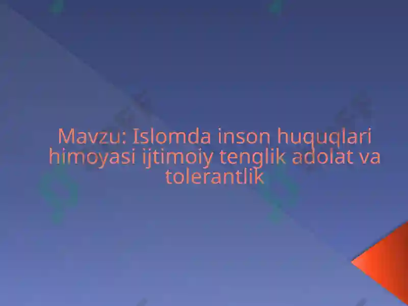 Islomda inson huquqlari himoyasi ijtimoiy tenglik adolat va tolerantlik 2