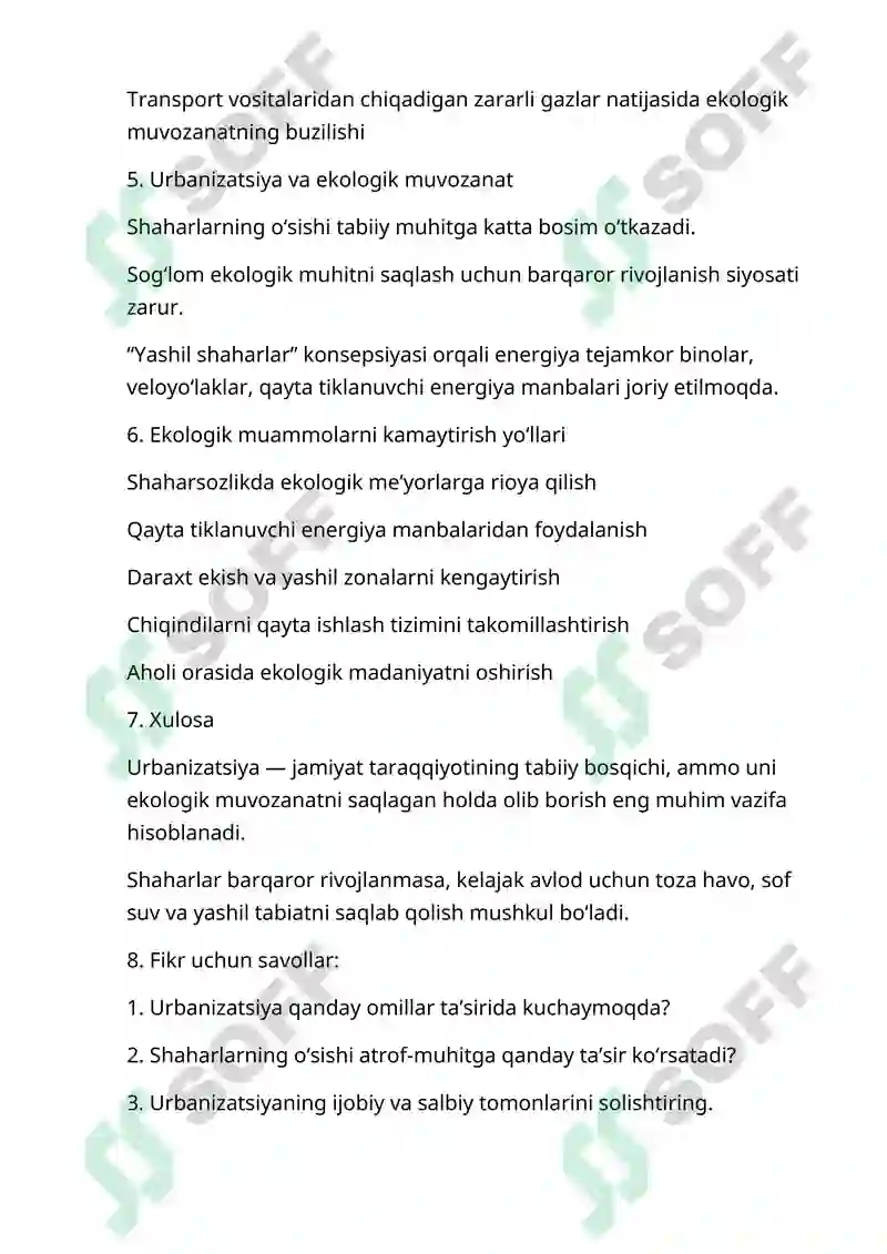 Urbanizatsiya va atrof –muhit 2